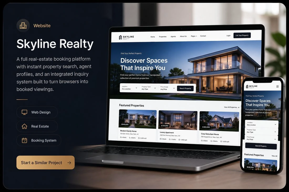 Real estate agency website mockup